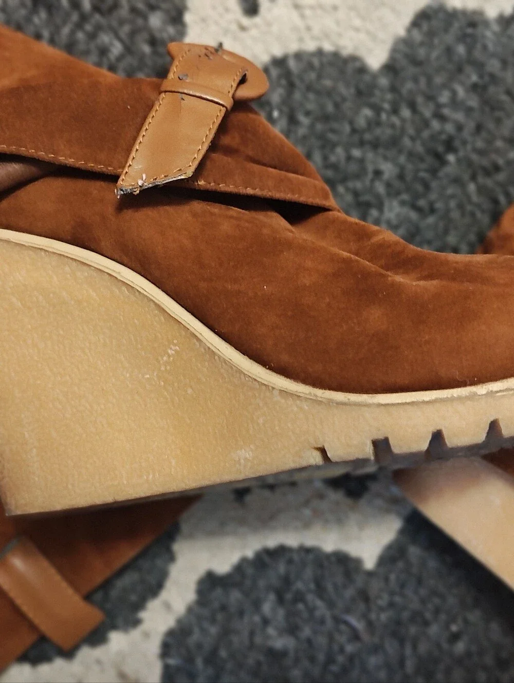 Women’s Brown Suede Knee-High Hidden Wedge Heel Boots